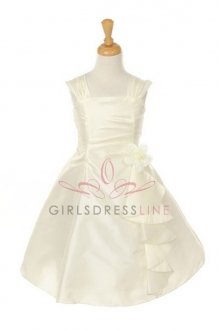 Ivory Elegant Ruffle Taffeta Flower Girl Dress